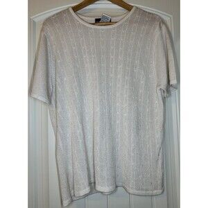 SAG HARBOR SZ XL Acrylic/Rayon Pearl Sheen Cream Scoop Neck‎ Pullover Sweater